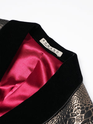 Romano Boys Snake Skin Jacquard 2 Piece Suit in Gold