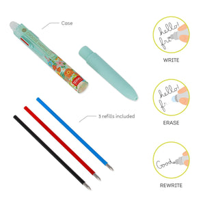 Legami - 3-Colour Erasable Gel Pen - Flowers - Make Mistakes