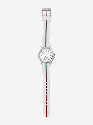 Tommy Hilfiger Girls Logo Strap Watch in White 32mm (One Size)