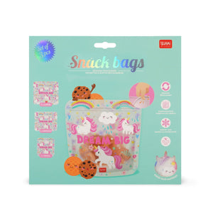 Legami - 3-piece Set Reusable Snack Bags - Unicorn - Snack Bags