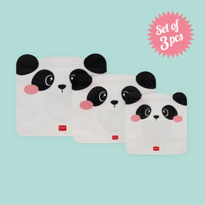 Legami - 3'lü Seti Reusable Snack Bags - Panda - Snack Bags