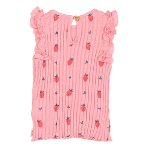 Búho - Striped Strawberry Organic Cotton Top | Light Pink