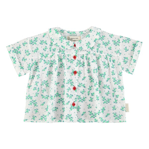 Piupiuchick - Organic Cotton Flower Pattern Shirt | White