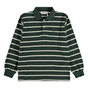 Molo - Rey çizgili organik pamuk polo gömlek | Krom yeşili