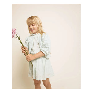 Búho - 3/4 Sleeve Pointelle Organic Cotton Cardigan | Mint Green