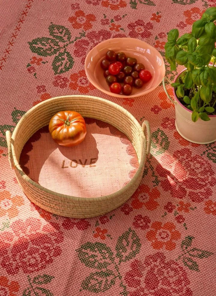 Rice - "Love" Raffia Storage Basket