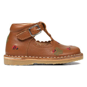 Petit Nord - T-Bar T-Bar Ladybug Embroidered First Step Shoes - Uniqua Collection | Camel