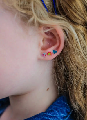 Mimi & Lula - Kendinden Yapışkanlı Kale Küpeler | Soluk Mavi