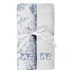Chocolate Toast - Toile de Jouy bezler - 2'li Set | Lacivert