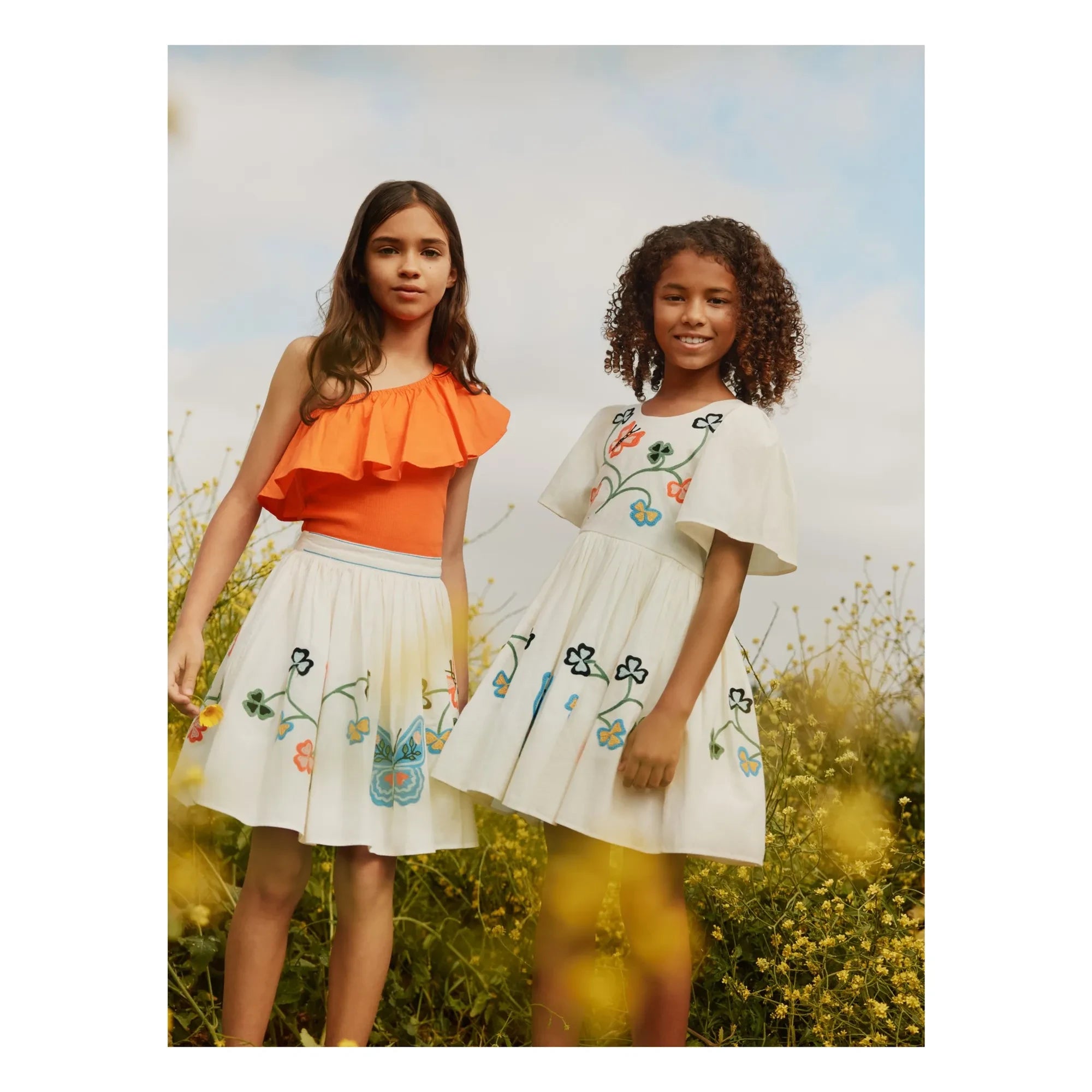 Molo - Rebecca Top with Asymmetric Ruffles Made from Organic Cotton | Orange