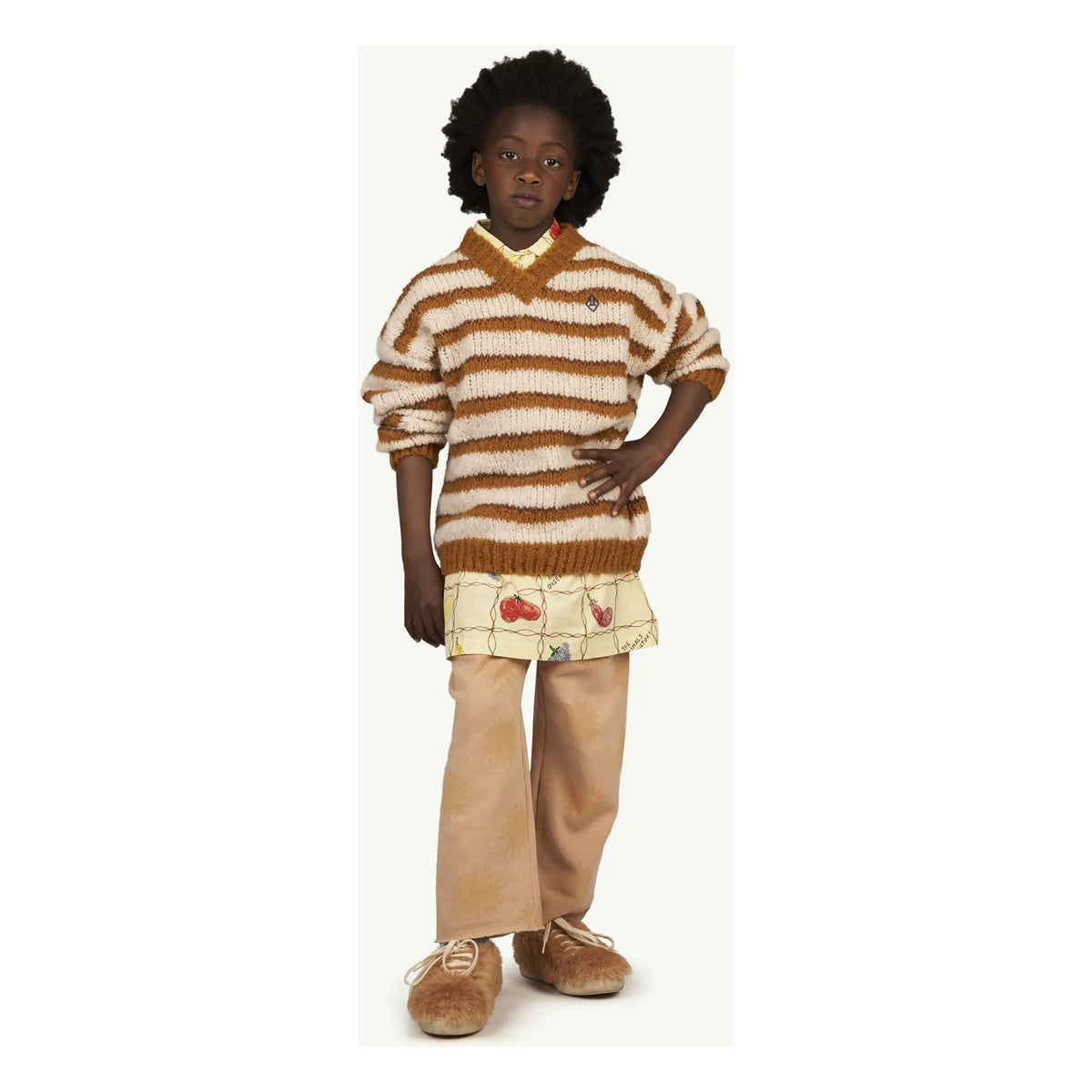 The Animals Observatory - Toucan Striped Wool Sweater | Camel