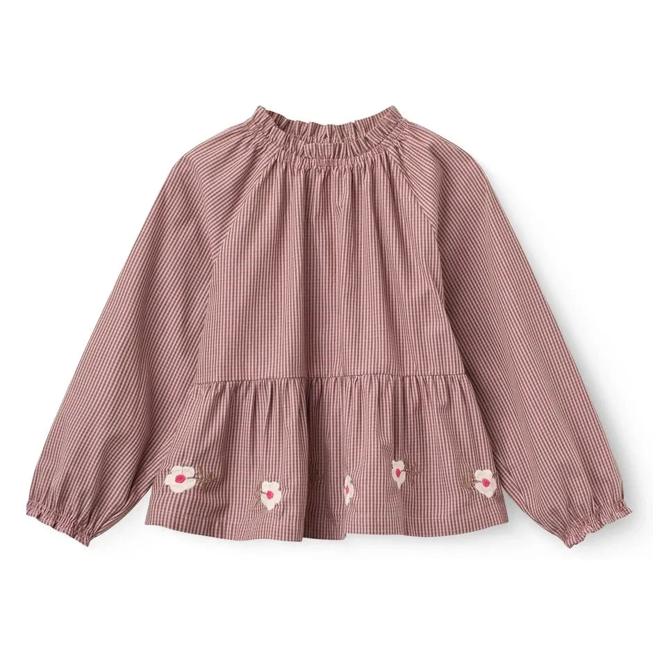 Copenhagen Colors - Organic Cotton Floral Embroidered Blouse | Dusty Pink