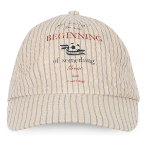 Konges Sløjd - Elliot Striped Seersucker Organic Cotton Hat | Beige