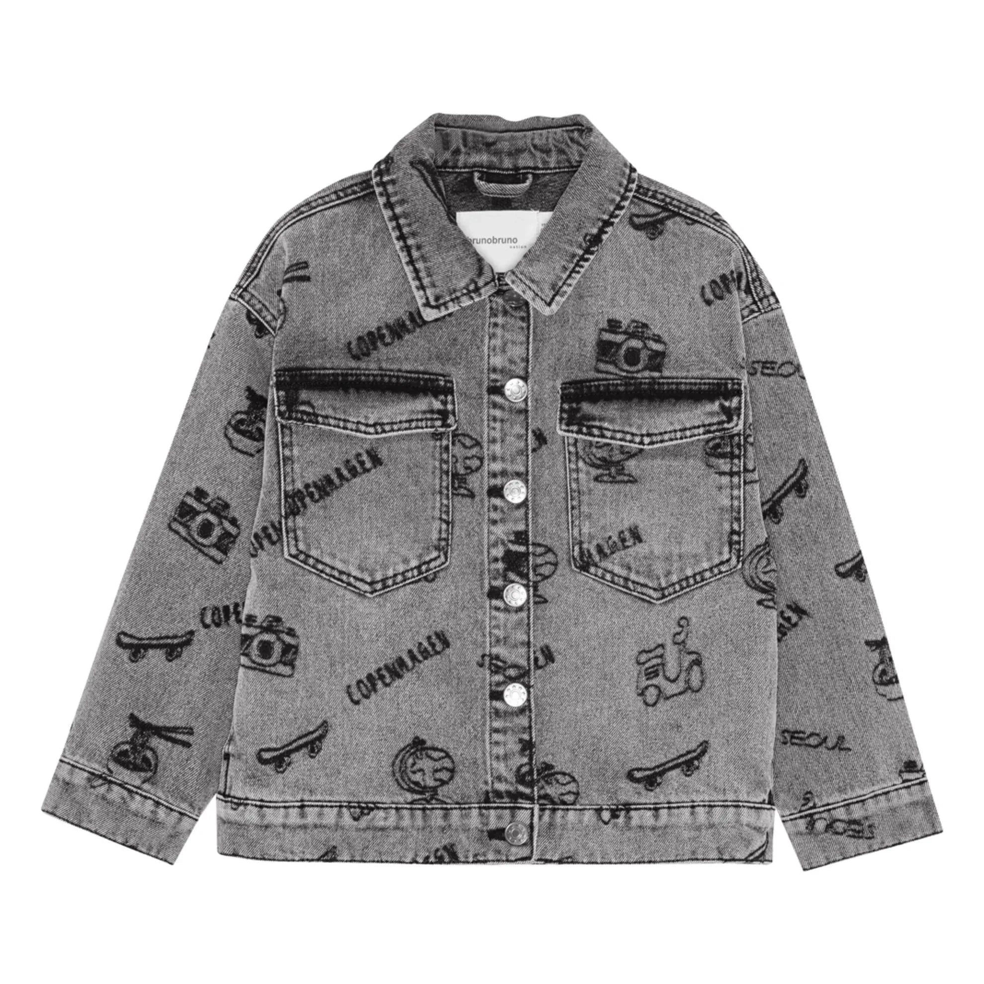 brunobruno nation - Lou Voyage Organic Cotton Denim Jacket | Gray