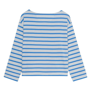 the new society - Burnet Striped Cotton T-Shirt | Blue
