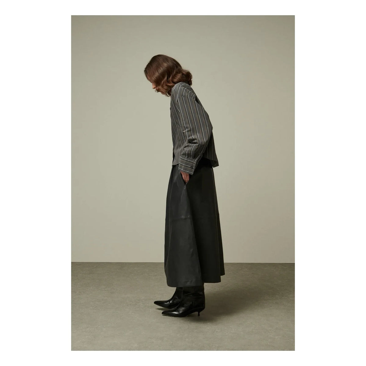 BELLEPIECE - Claude Leather Skirt | Charcoal Grey