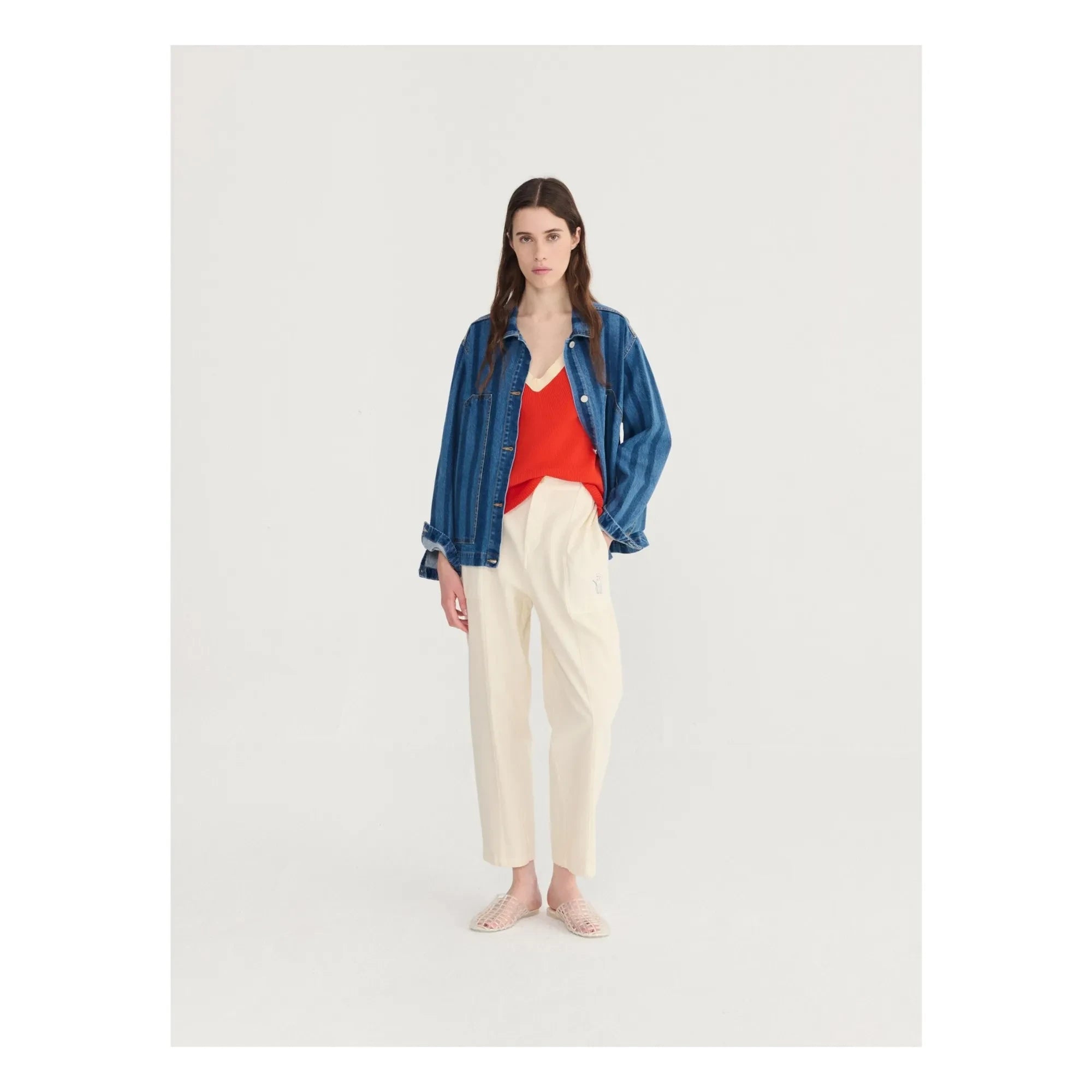 Bobo Choses - Blue Denim Striped Organic Cotton Jacket