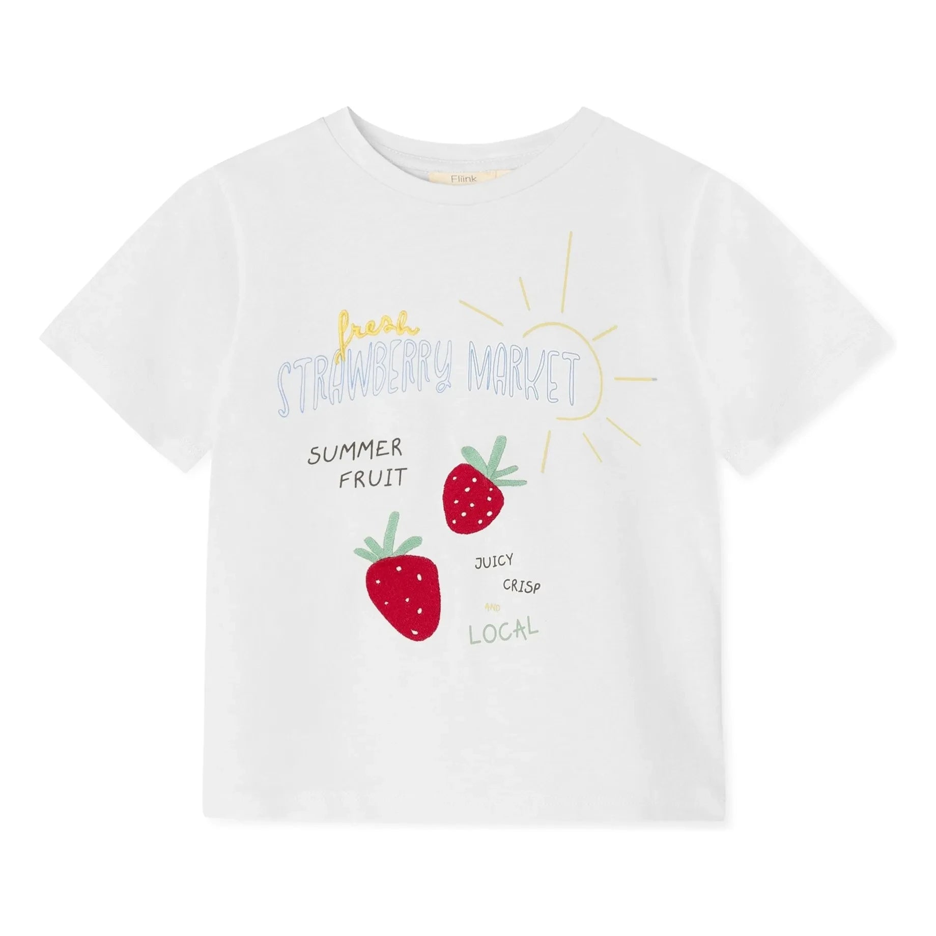 Fliink - Sommer Strawberry Organic Cotton T-Shirt | White