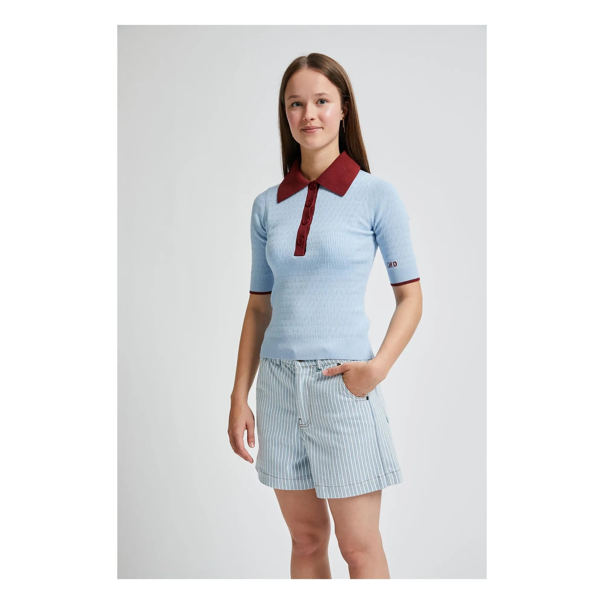 Indee - Fitilli Polo Yaka Tişört Vietnam | Açık Mavi