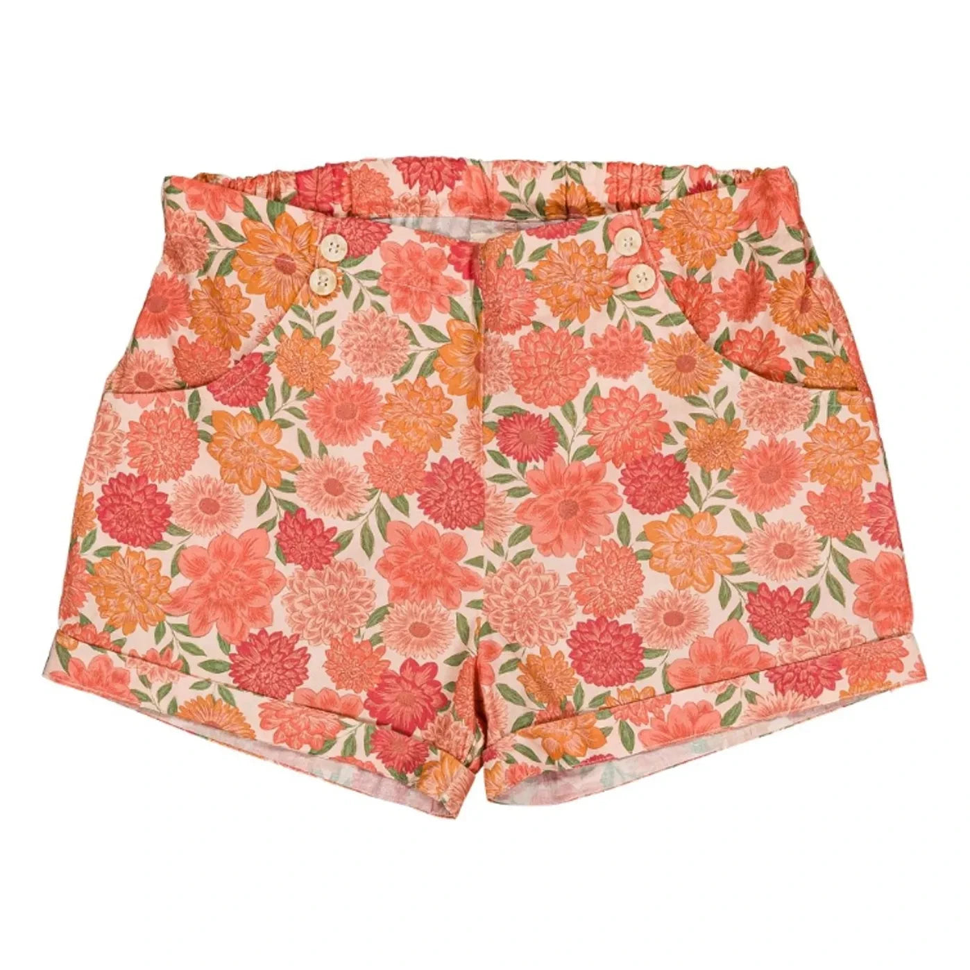Loir - Camille Shorts Made from Organic Cotton with Floral Pattern | Coral