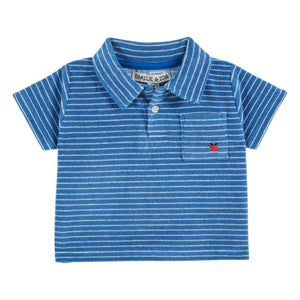 Emile et Ida - Striped Organic Cotton Polo Shirt | Blue