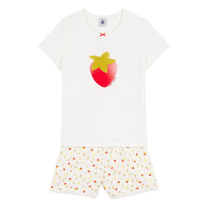 Petit Bateau - Strawberry Patterned Organic Cotton Short Pajamas | Ecru