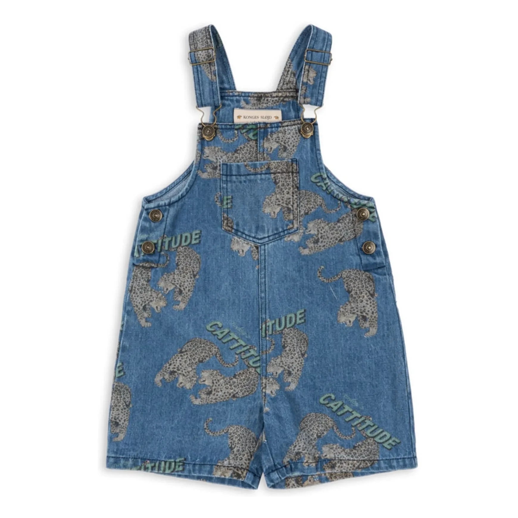 Konges Sløjd - Organic Cotton Denim Romper Cat Shorts Overalls | Blue