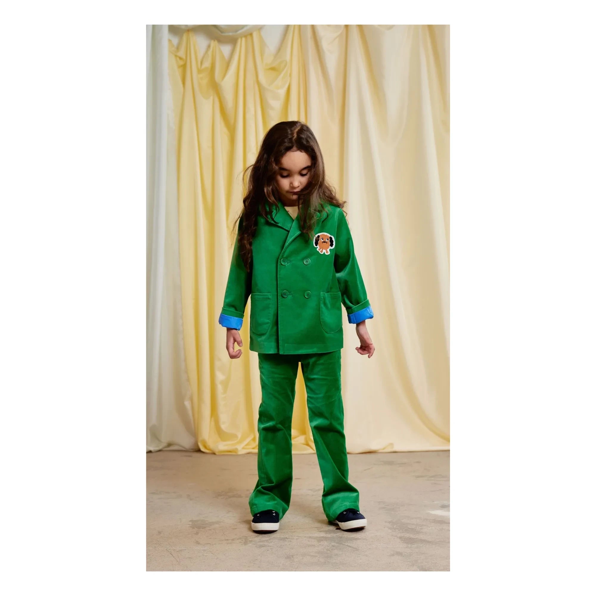Mini Rodini - Doggie Flare Pants in Velvet Organic Cotton | Green