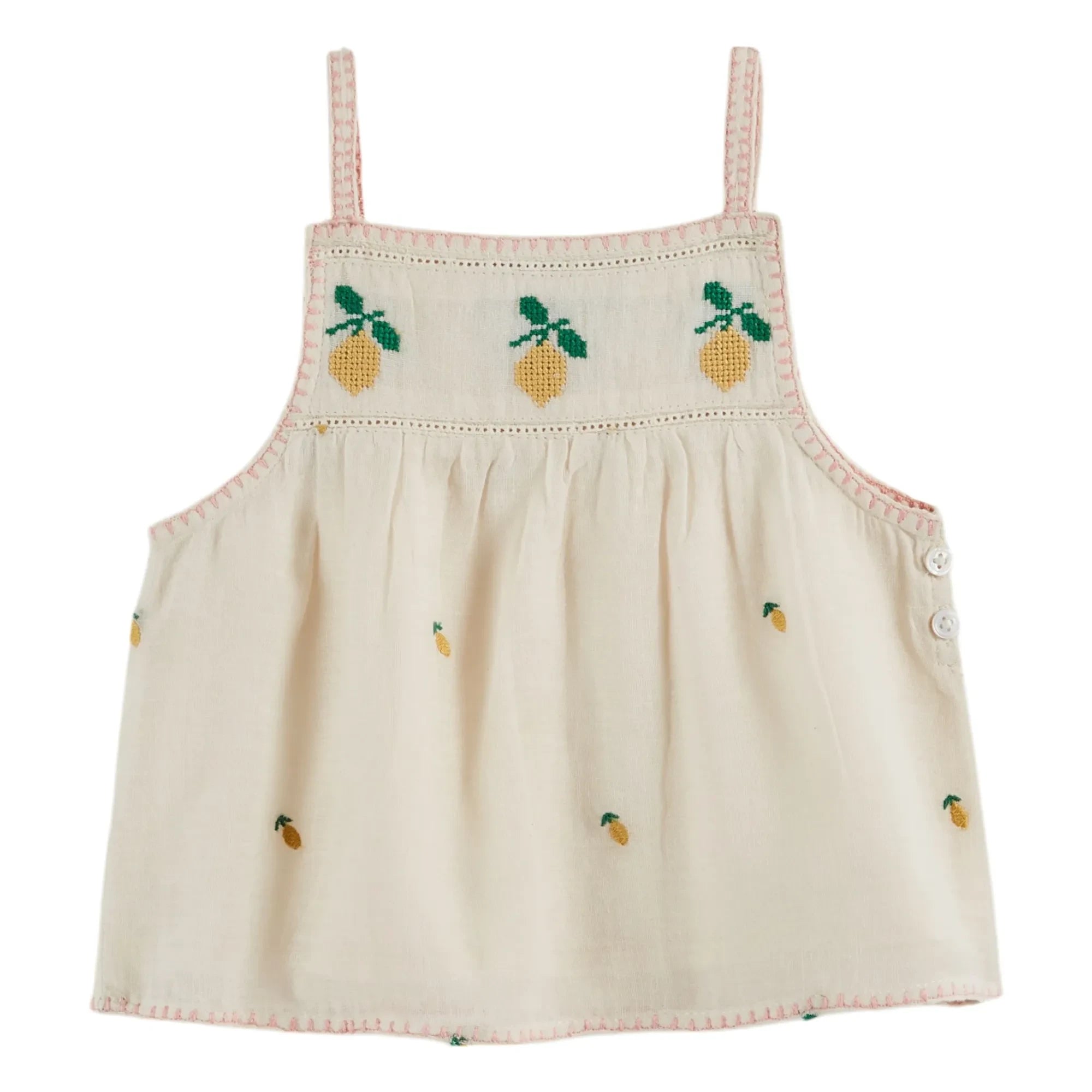 Emile et Ida - Embroidered Lemon Top | Cream