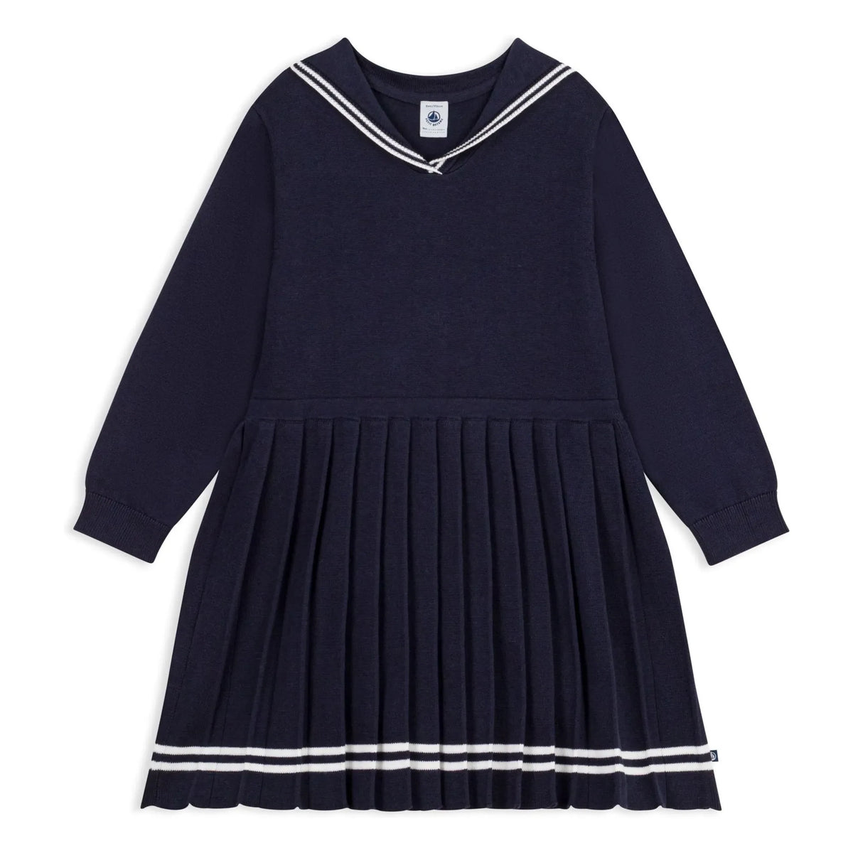Petit Bateau - Denizci yaka organik pamuk elbise | Lacivert