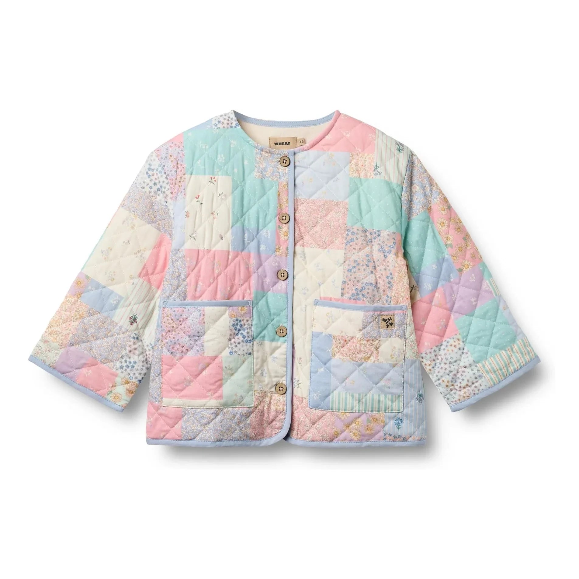 Wheat - Organic Cotton Quilted Jacket with Inaja Piece | Light blue