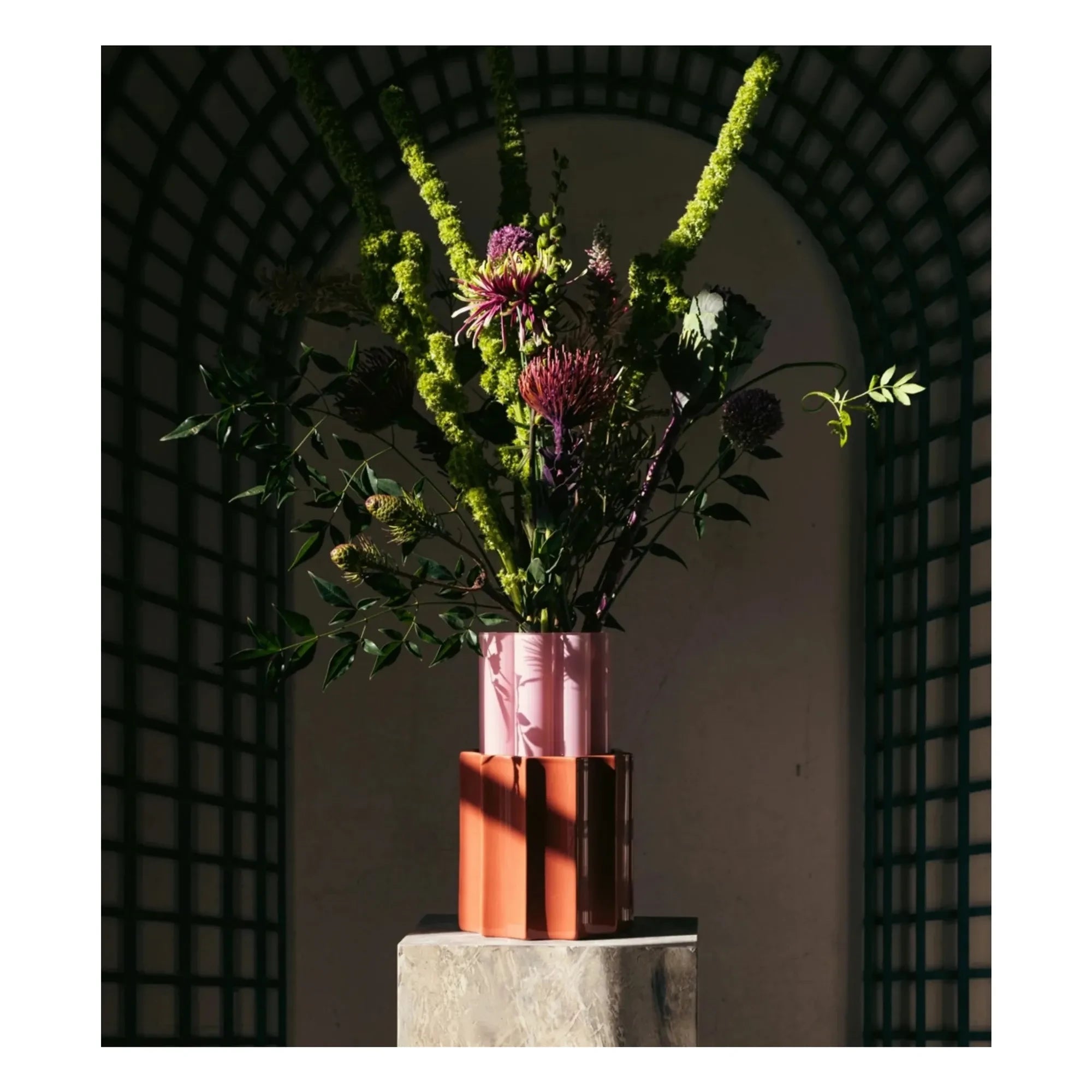 The Socialite Family - Duetto Vase in Glass and Ceramic | Powder Pink