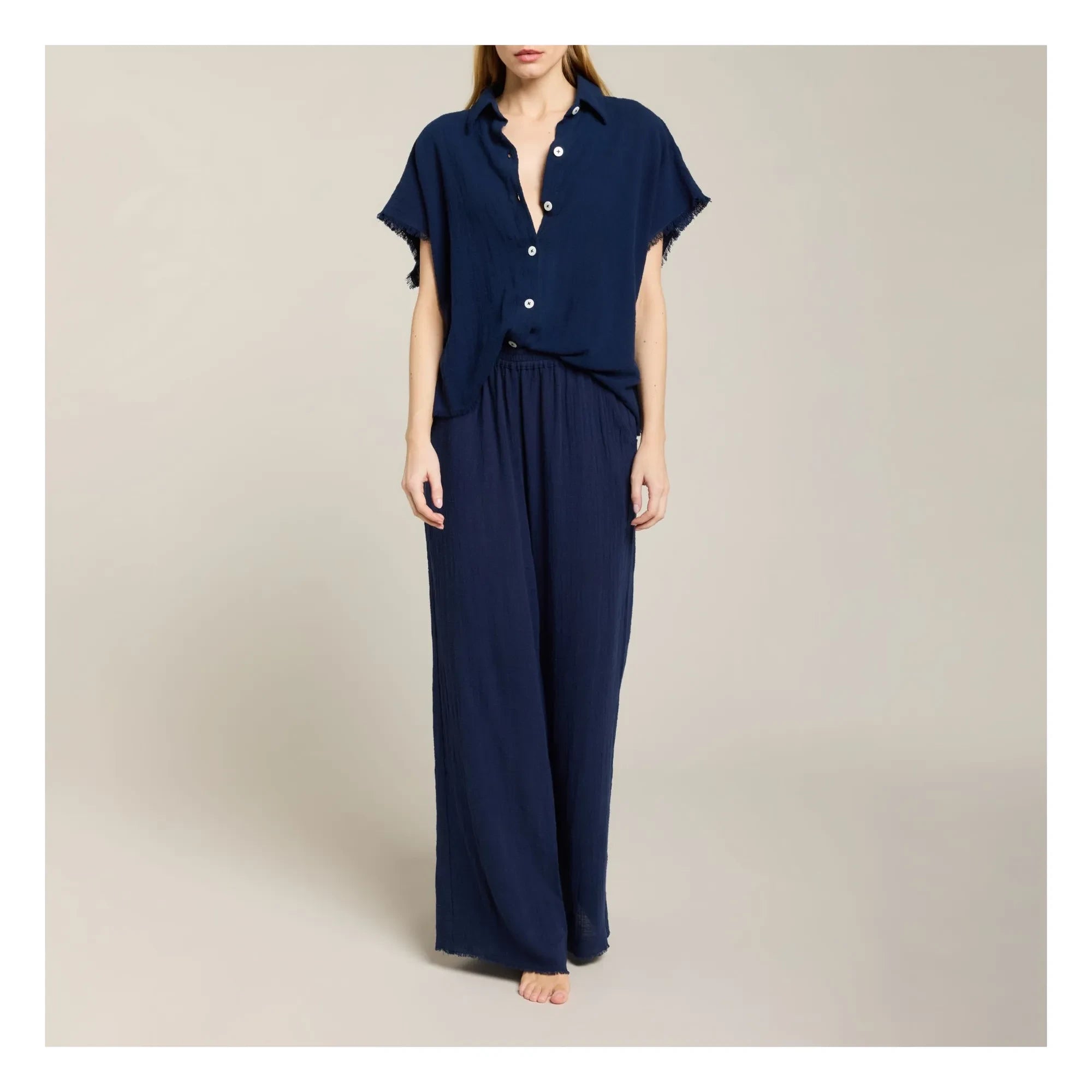 Maison Saint Julien - Corinth Shirt Made of Cotton Gauze | Navy
