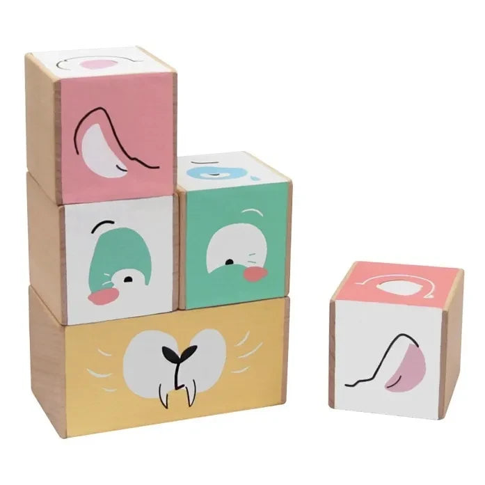 Paulette et Sacha - Les Frimousse Wooden Cubes - Set of 5