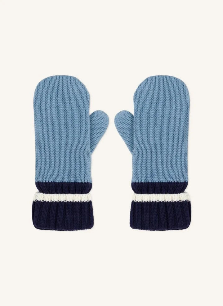 Petit Bateau - Blue Ribbed Knit Gloves