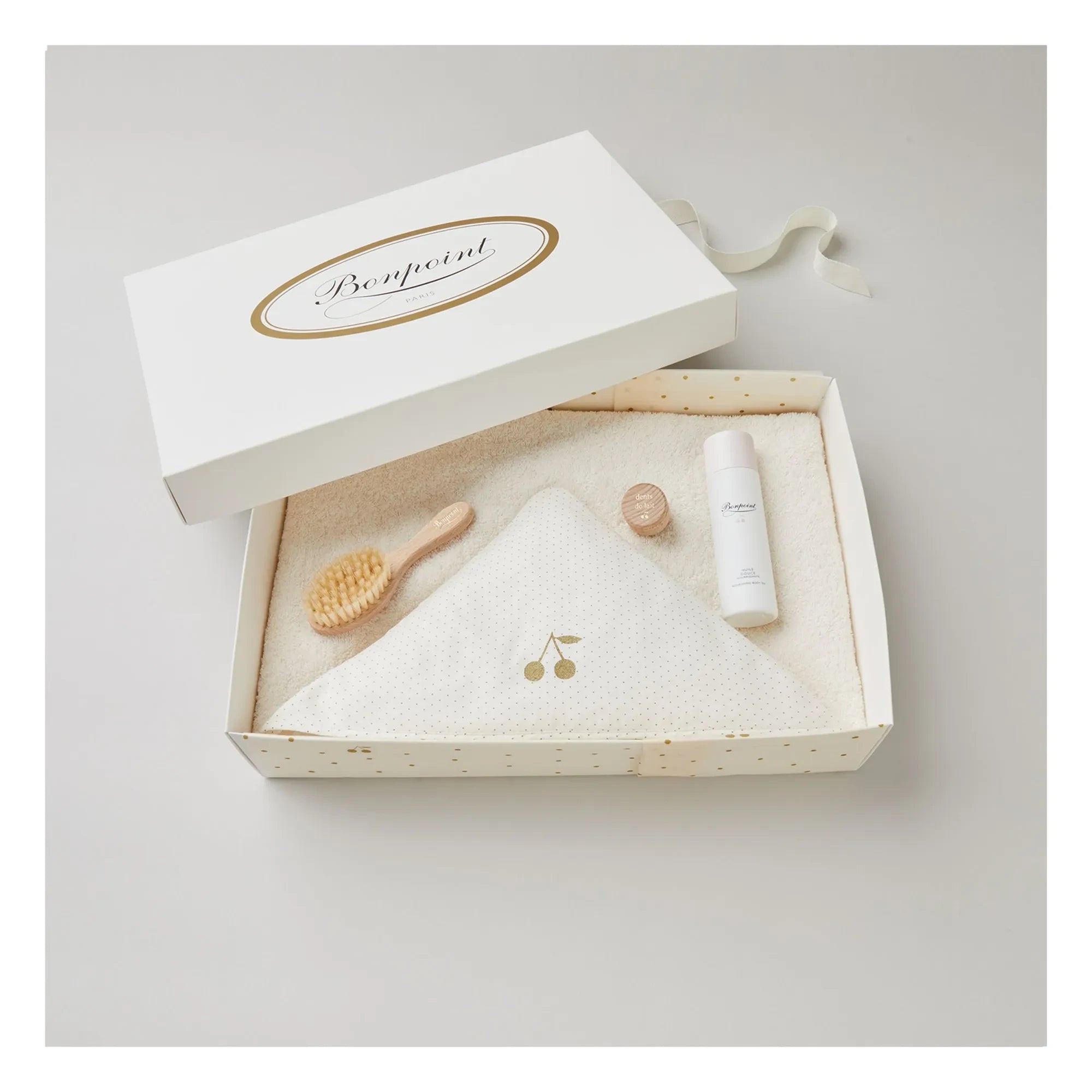 Bonpoint - Naissance Bath Robe, Brush, and Oil Set