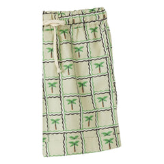 Fabula - Palm Tree Drawstring Shorts | Light Green