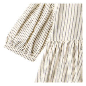 Wheat - Magda Striped Organic Cotton Dress | Ecru