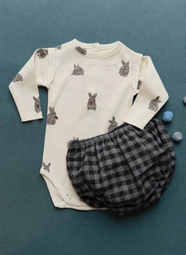 Studio Bohème - Lala Rabbits Organic Cotton Bodysuit | Ecru