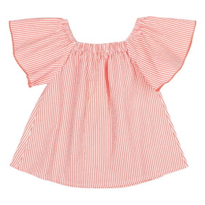 Búho - Striped Seersucker Blouse | Red