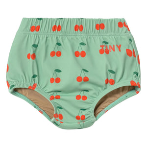 Tinycottons - Cherry Patterned Swimsuit Briefs | Green Water
