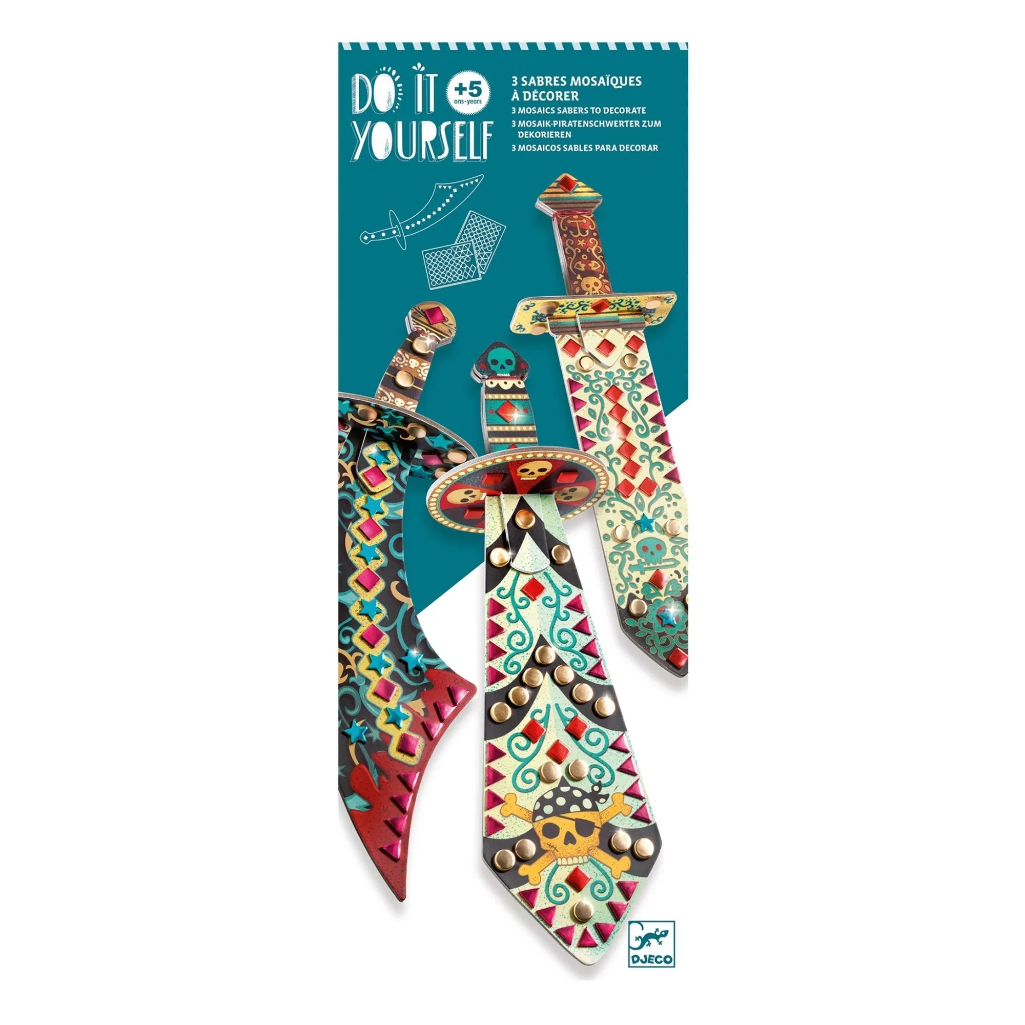 Djeco - Make Your Own Pirate Mosaic Swords - Set of 3