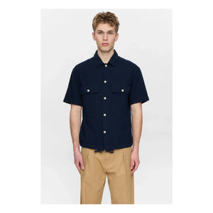 Anerkjendt - Akotto Seersucker Shirt | Dark Blue