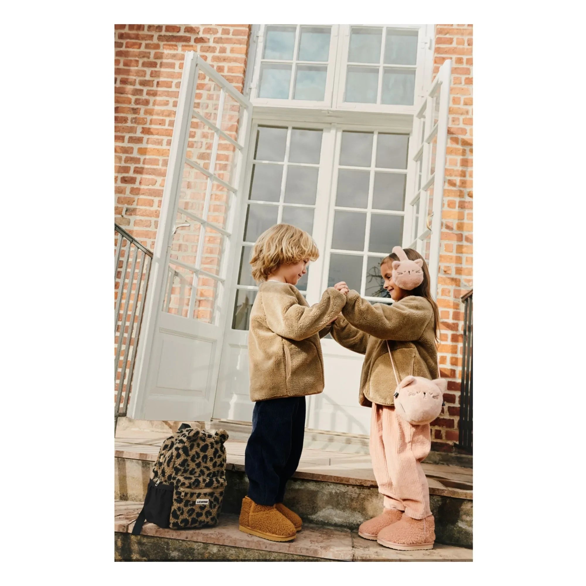 Liewood - Andreas Leopard Recycled Fiber Sherpa Backpack | Beige