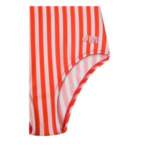 Jera Mini - Striped Ruffled Swimsuit | Red