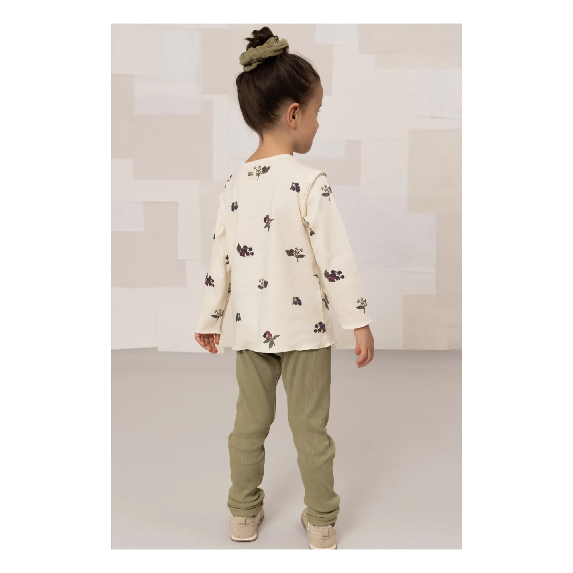 Studio Bohème - Rom-Pom Organic Cotton Ribbed Leggings | Light Khaki