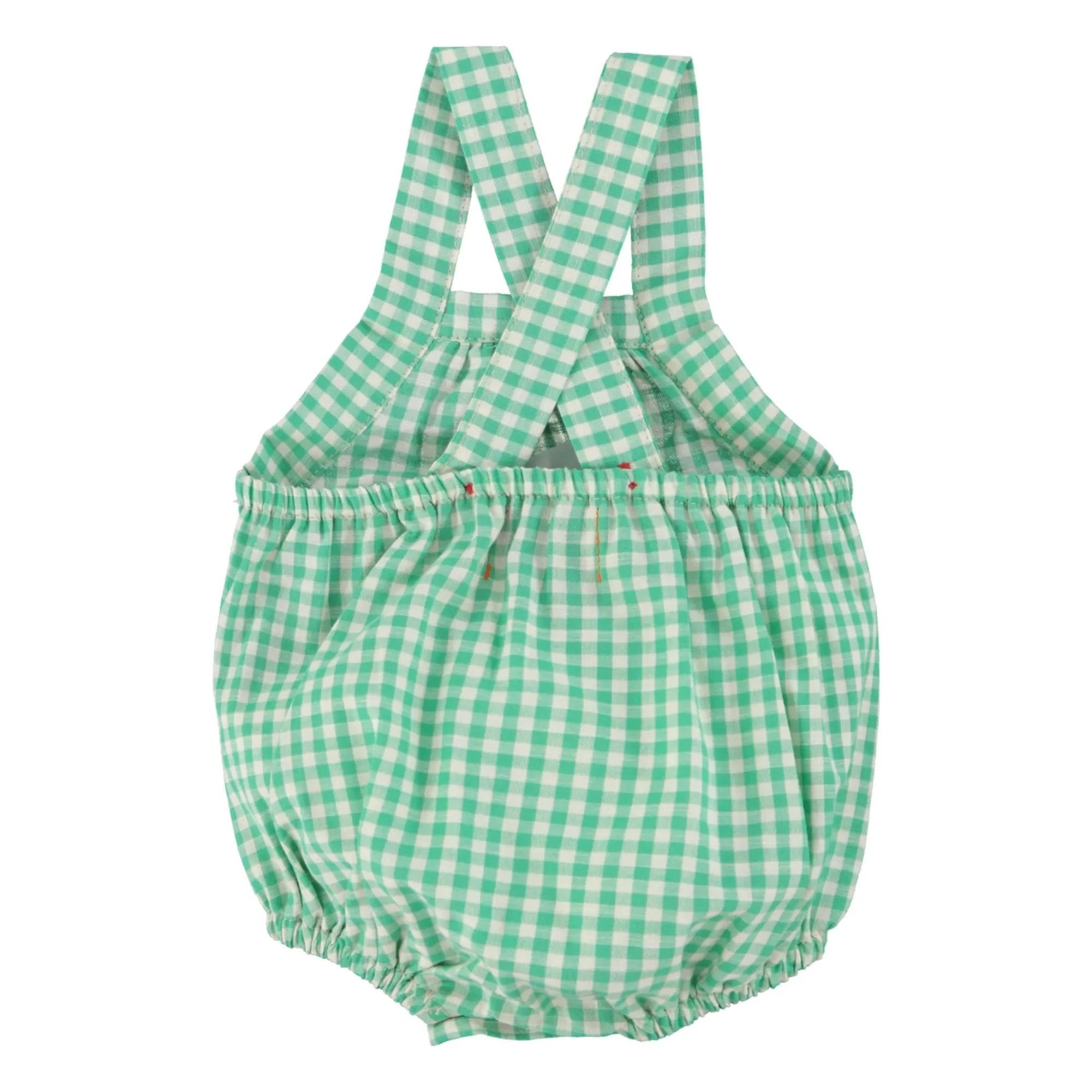 Piupiuchick - Vichy Organic Cotton Romper | Turquoise