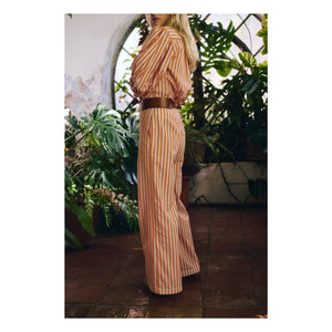Maria de la Orden - Romeo Cotton Striped Pants | Orange