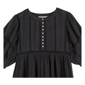 Emile et Ida - Lace Cotton Gingham Dress | Black