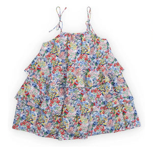 the new society - Verbena Fleurie Ruffled Dress | Blue